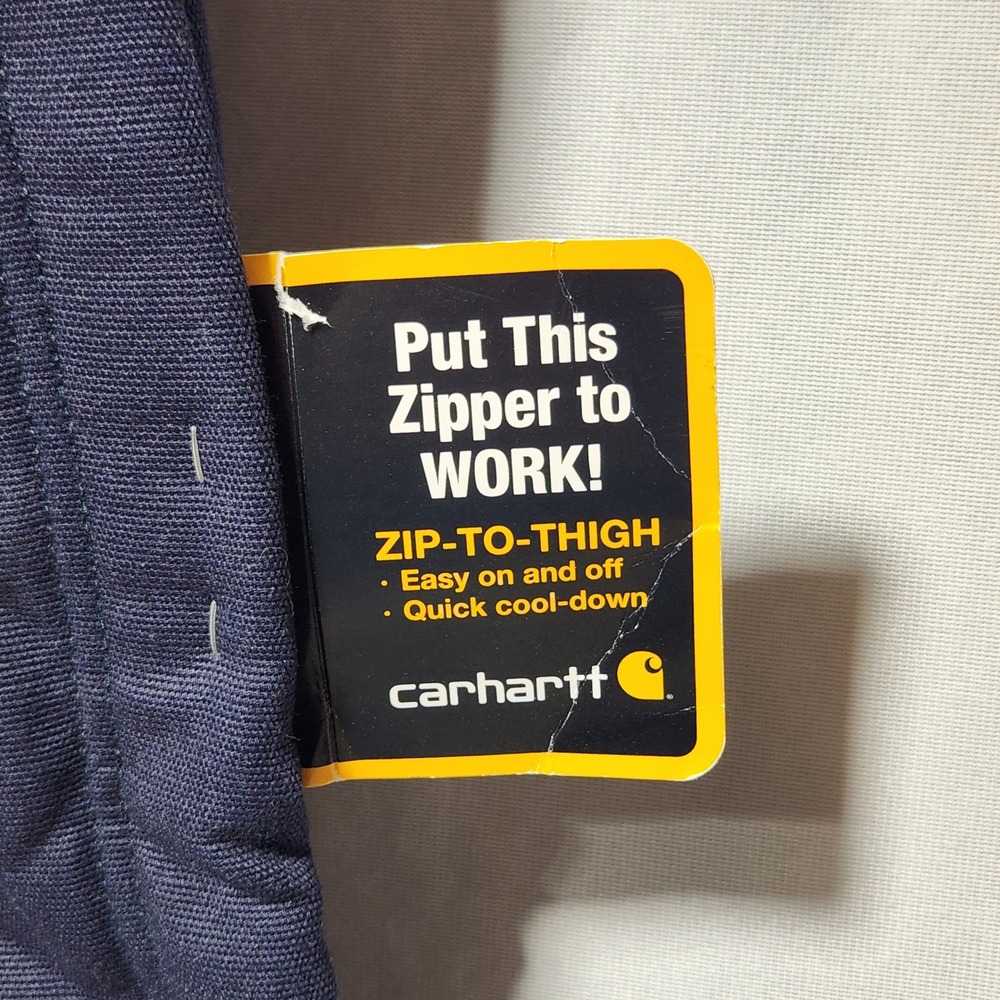 Carhartt FR Canvas Waist Overall Quilt Lined Pant/Jean Navy 38x34 FRB194 HRC 3 - Picture 10 of 14